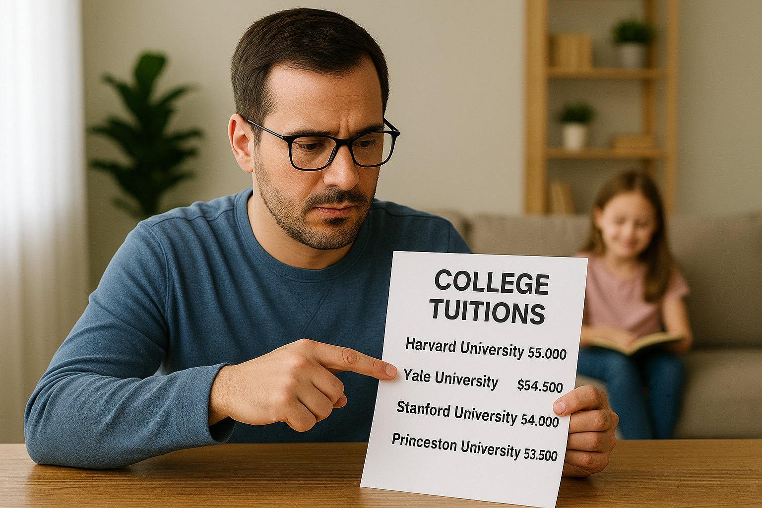 Father choose a college and calculate savings for his child's college