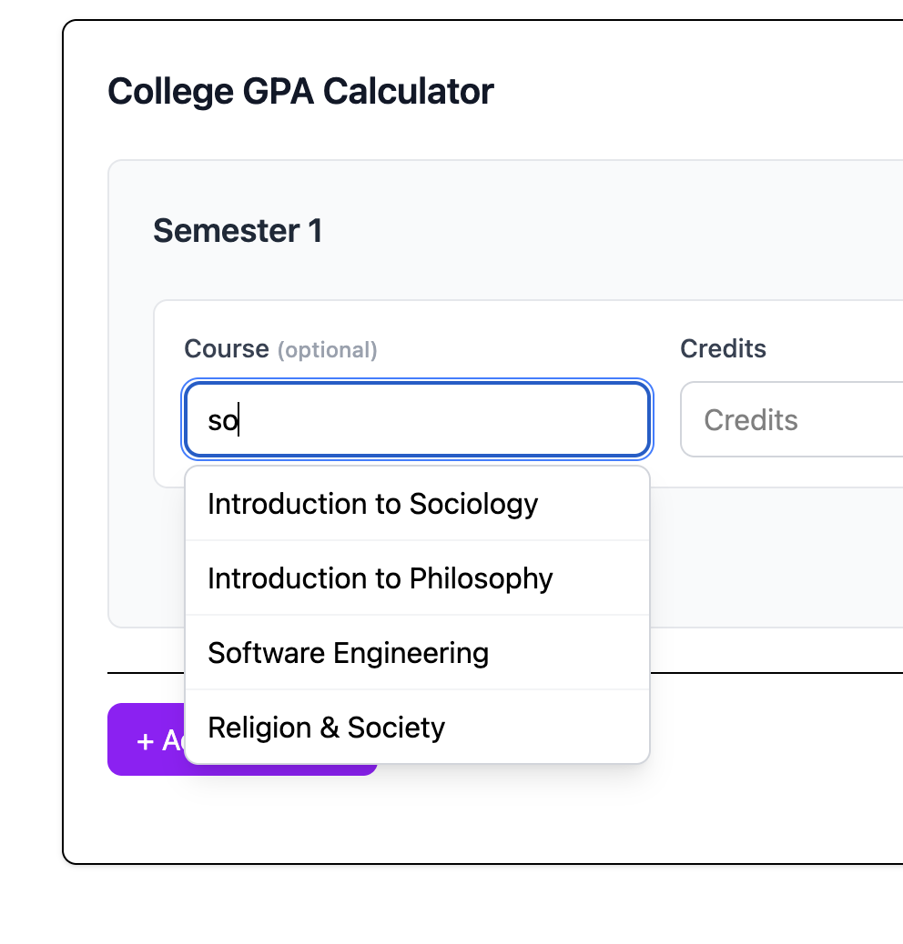 GPA Calculator Step 1