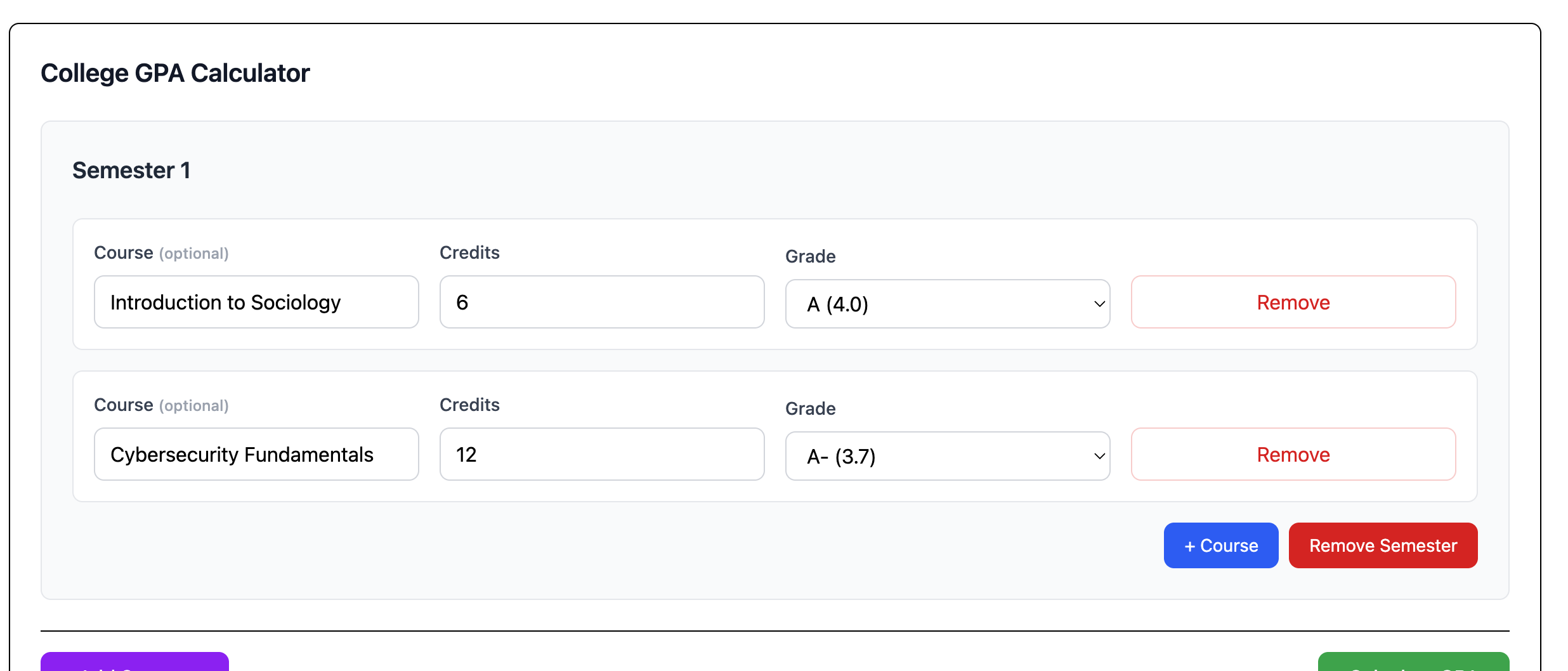 GPA Calculator Step 4